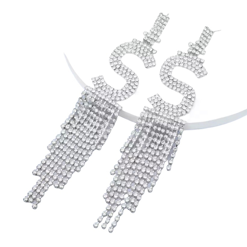 Strass oorbellen letter S